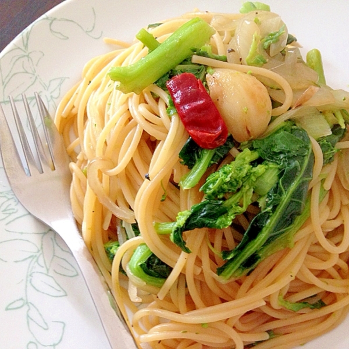 菜の花と新玉ねぎのペペロンチーノパスタ レシピ 作り方 By Naokoji0912 楽天レシピ